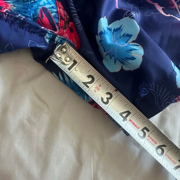 Vintage Summer Navy/Flamingo Print Swim Trunks- L - Picture 9 of 9